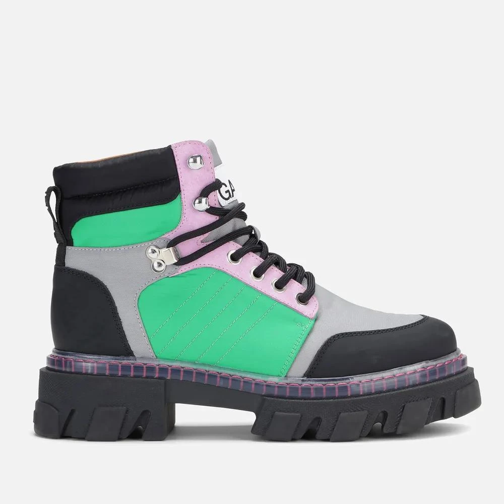 商品Ganni|Ganni Leather, Canvas and Twill Hiking-Style Boots,价格¥1326,第1张图片