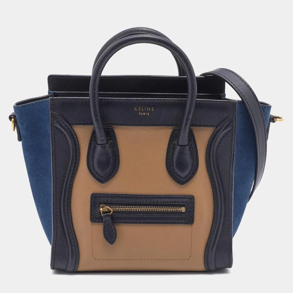 商品[二手商品] Celine|Celine Tri Color Leather and Suede Nano Luggage Tote,价格¥6151,第1张图片