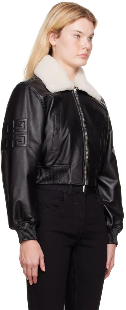 商品Givenchy|Black Shearling Collar Leather Jacket,价格¥13046,第2张图片详细描述