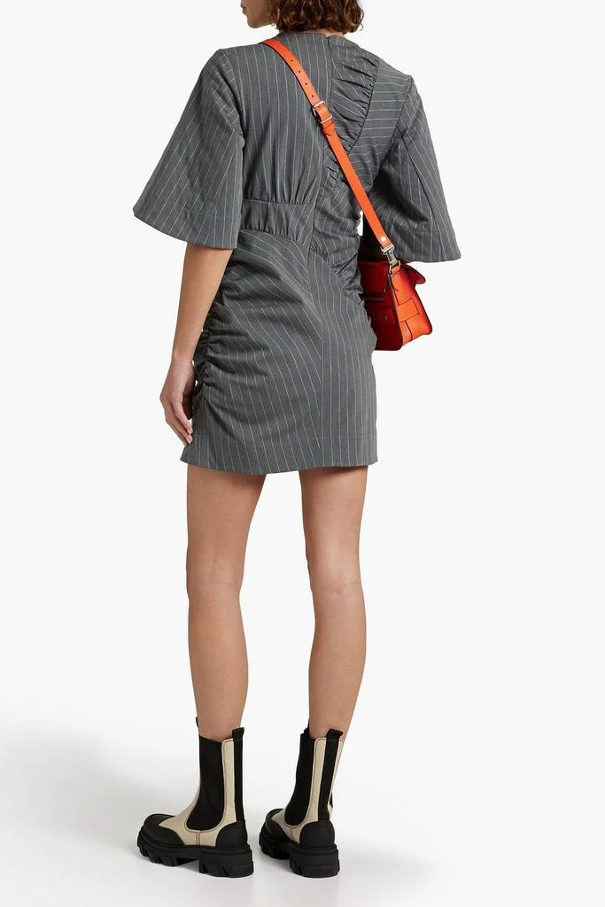 商品Ganni|Ruched pinstriped stretch-jacquard mini dress,价格¥563,第3张图片详细描述