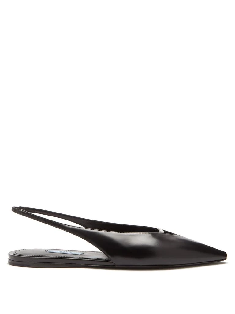 商品Prada|Point-toe spazzolato-leather slingback flats,价格¥4659,第1张图片