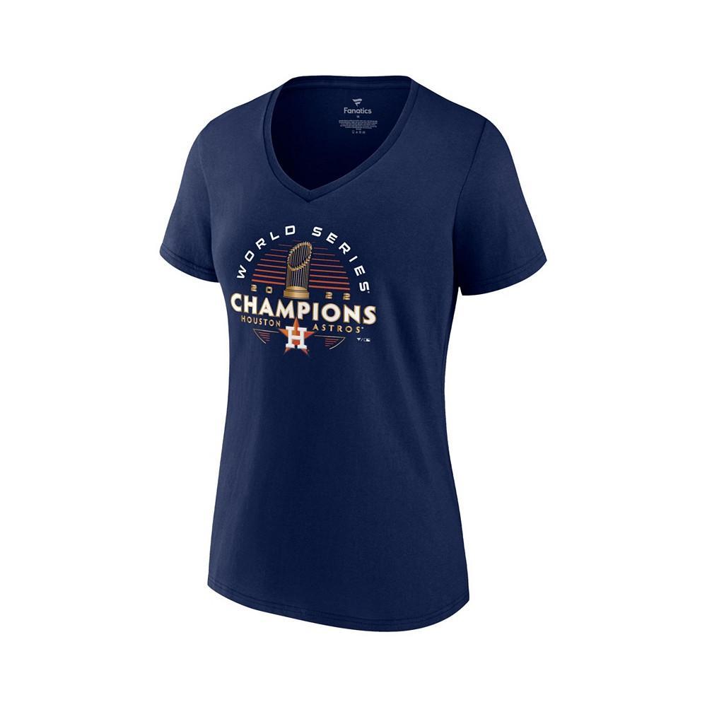 商品Fanatics|Women's Branded Navy Houston Astros 2022 World Series Champions Signature Roster Short Sleeve V-Neck T-shirt,价格¥280,第1张图片
