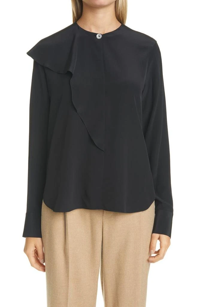 商品Vince|Asymmetrical Flutter Long Sleeve Silk Blouse,价格¥985,第1张图片