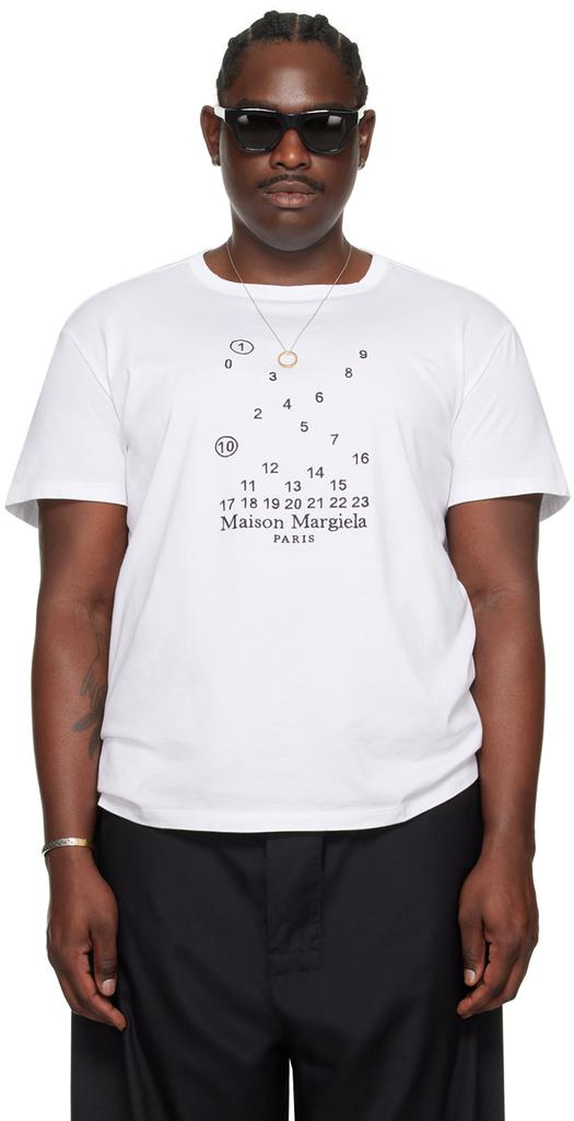 MAISON MARGIELA White Embroidered T-Shirt - T-Shirts