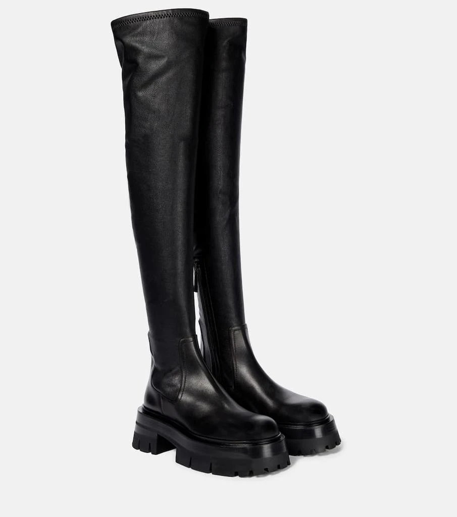 商品Versace|Leonidis over-the-knee leather boots,价格¥7400,第1张图片