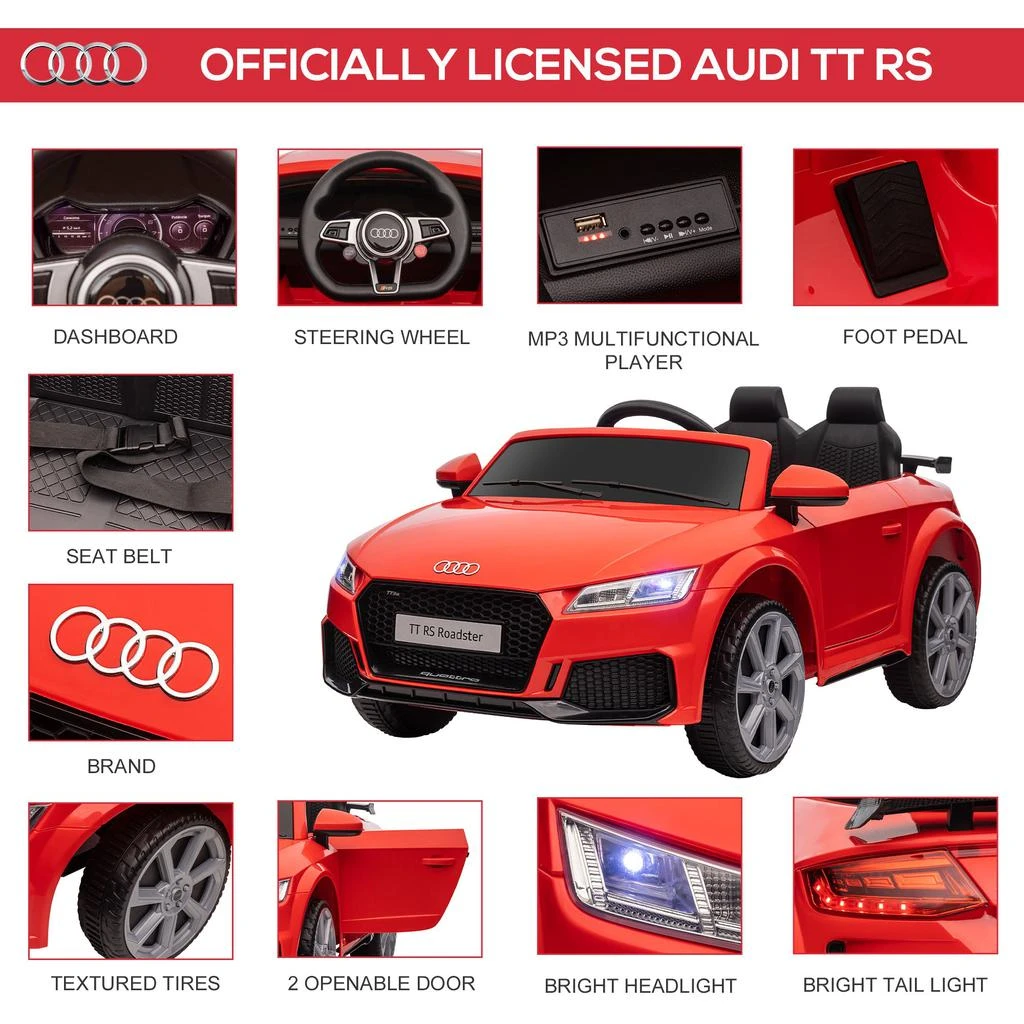 商品Streamdale Furniture|Streamdale Officially Licensed Audi TT RS Electric Kid's Car with Remote Control,价格¥2726,第4张图片详细描述