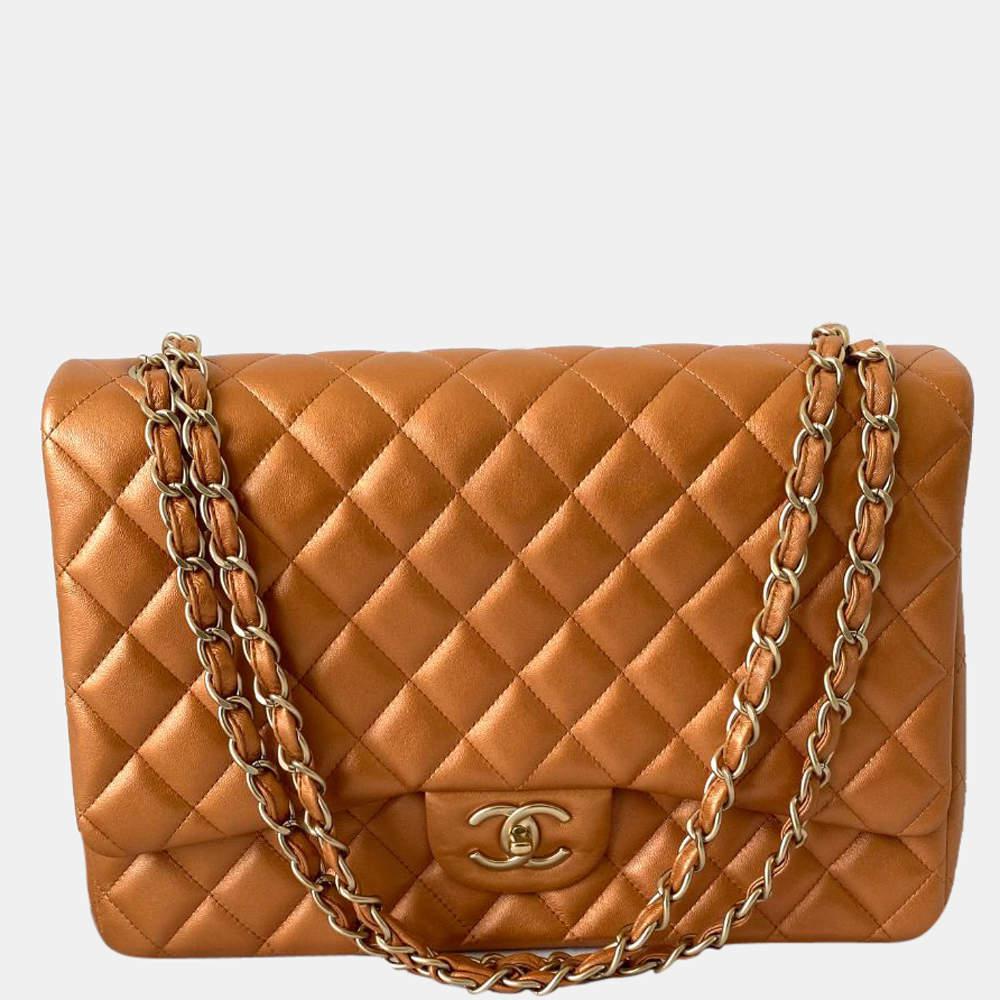 商品[二手商品] Chanel|Chanel Bronze Quilted Leather Maxi Shoulder Bag,价格¥37515,第1张图片