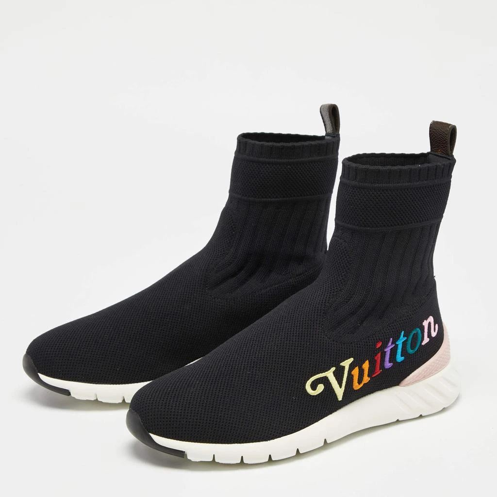 商品[二手商品] Louis Vuitton|Louis Vuitton Black Knit Fabric Aftergame High-Top Sneakers Size 36,价格¥3259,第2张图片详细描述