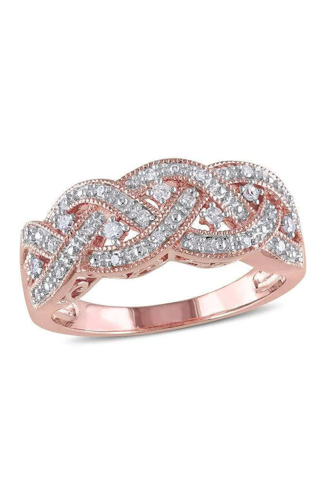商品DELMAR|Two-Tone Pavé Diamond Braid Ring,价格¥915,第1张图片详细描述