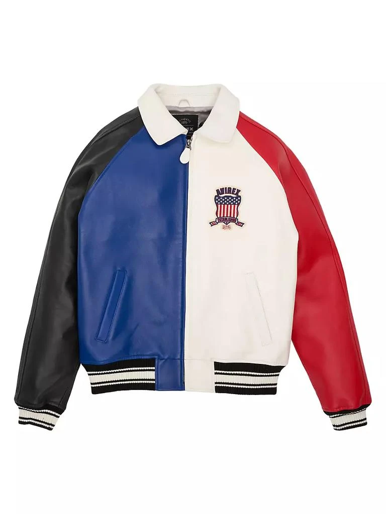 商品Avirex|Colorblocked Icon Leather Jacket,价格¥7858,第1张图片