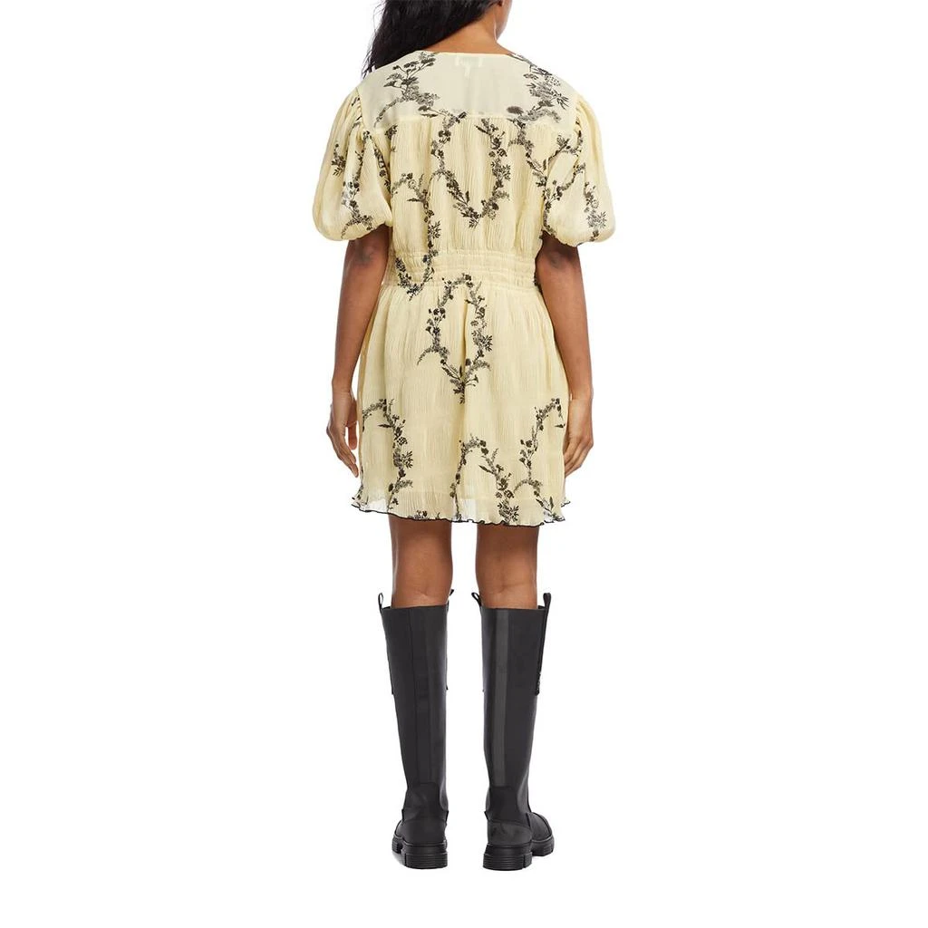 商品Ganni|Pleated Georgette V-Neck Smock Mini Dress,价格¥737,第3张图片详细描述