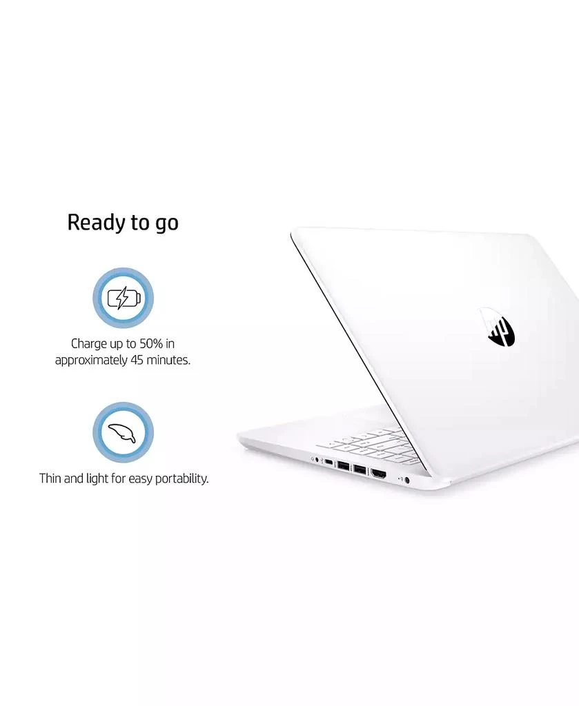 商品HP|14" Laptop, Intel Celeron N4120, 4GB DDR4 RAM, 64GB eMMC, Wi-Fi 5, Windows 11 Home, White,价格¥1506,第3张图片详细描述