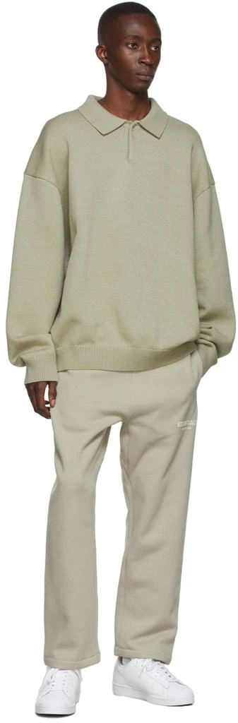 商品Essentials|Green Knit Long Sleeve Polo,价格¥631,第4张图片详细描述