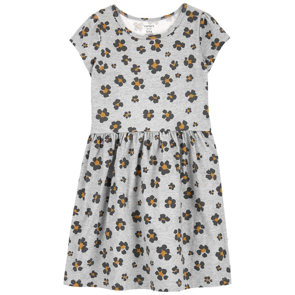 Little Girls Floral Leopard Jersey Dress商品第1张图片规格展示