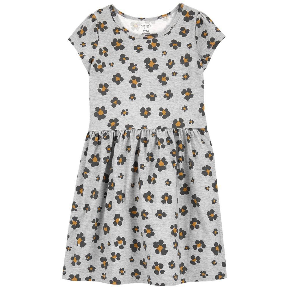 商品Carter's|Little Girls Floral Leopard Jersey Dress,价格¥71,第1张图片