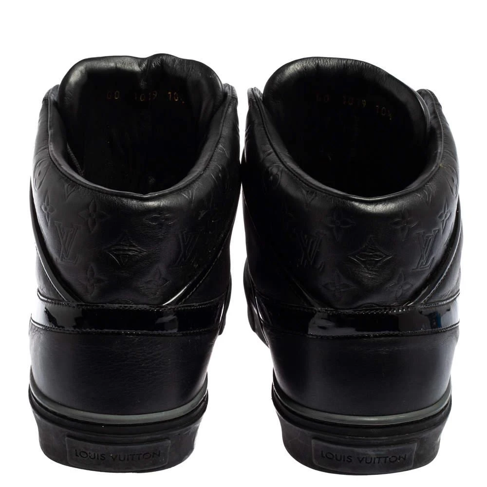 商品[二手商品] Louis Vuitton|Louis Vuitton Black Monogram Leather And Patent Leather Tower High Top Sneakers Size 44.5,价格¥1244,第5张图片详细描述