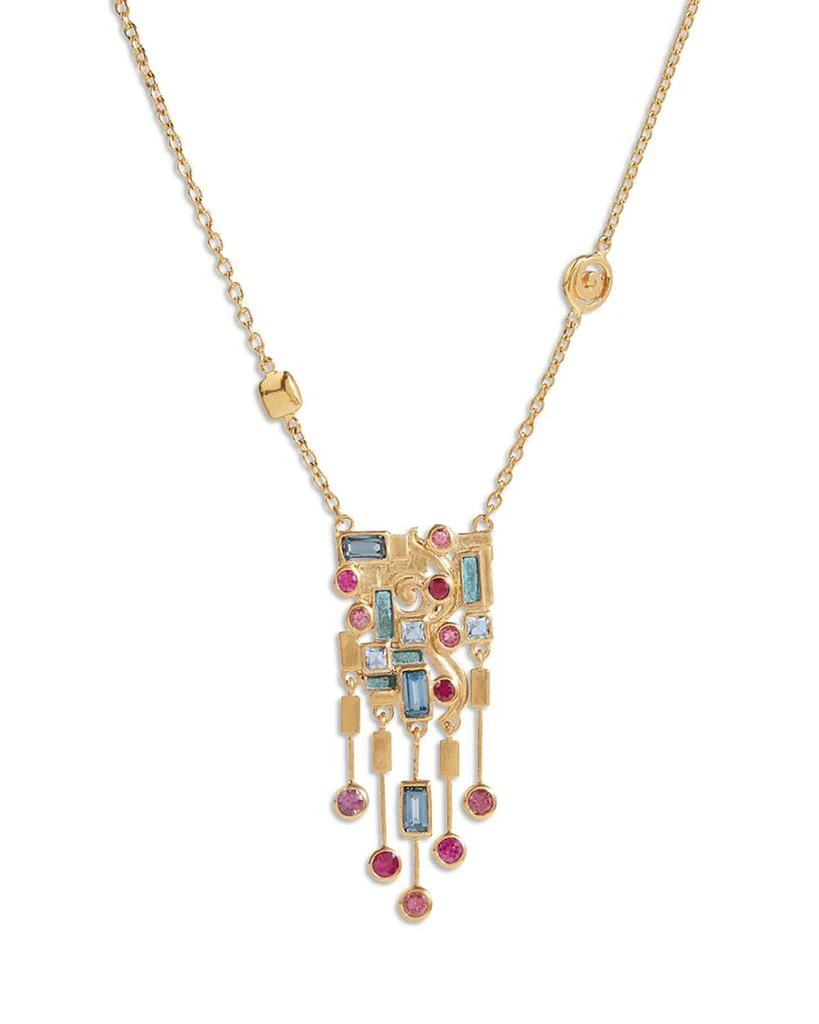 商品Gurhan|22K Yellow Gold Embrace Multi Gemstone Abstract Klimt Pendant Necklace, 18",价格¥51941,第1张图片详细描述