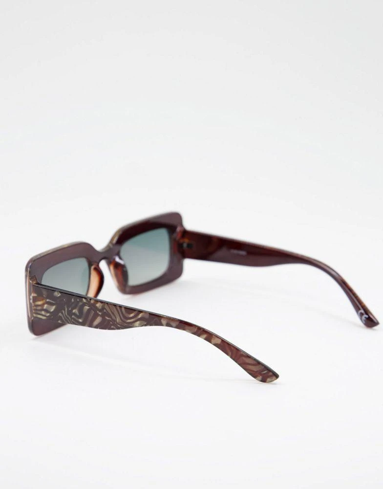 商品ASOS|ASOS DESIGN mid square sunglasses in brown acetate transfer  - BROWN,价格¥45,第2张图片详细描述