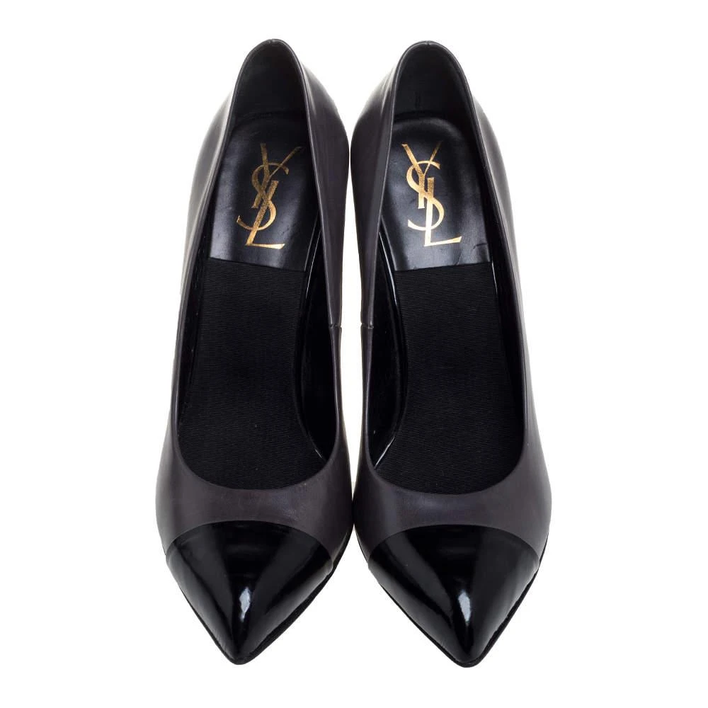 商品[二手商品] Yves Saint Laurent|Saint Laurent Paris Black Leather Wood Heel Pointed Toe Pumps Size 37.5,价格¥1276,第3张图片详细描述