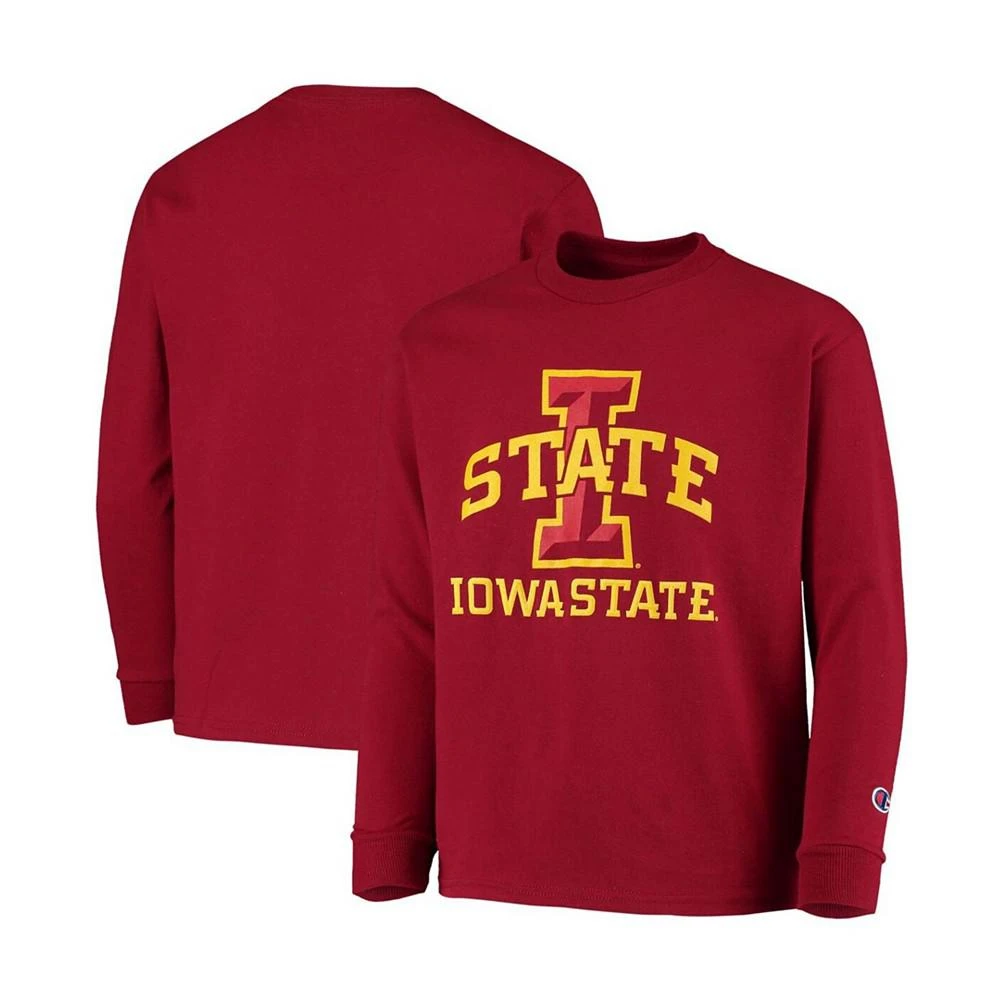 商品CHAMPION|Big Boys and Girls Cardinal Iowa State Cyclones Lockup Long Sleeve T-shirt,价格¥165,第1张图片