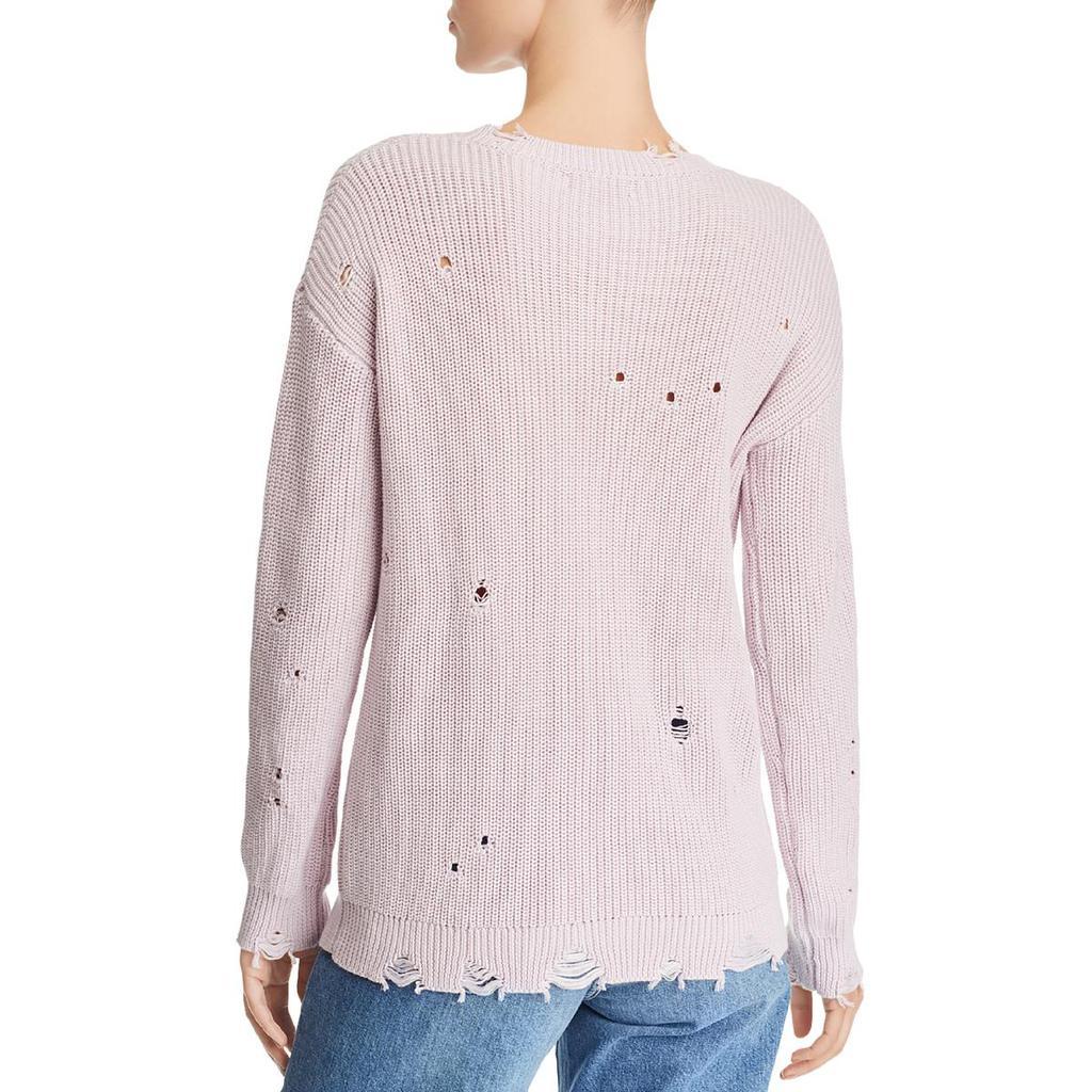 商品AQUA|Aqua Women's Distressed Ribbed Knit Cozy Long Sleeve Pullover Sweater,价格¥74,第4张图片详细描述