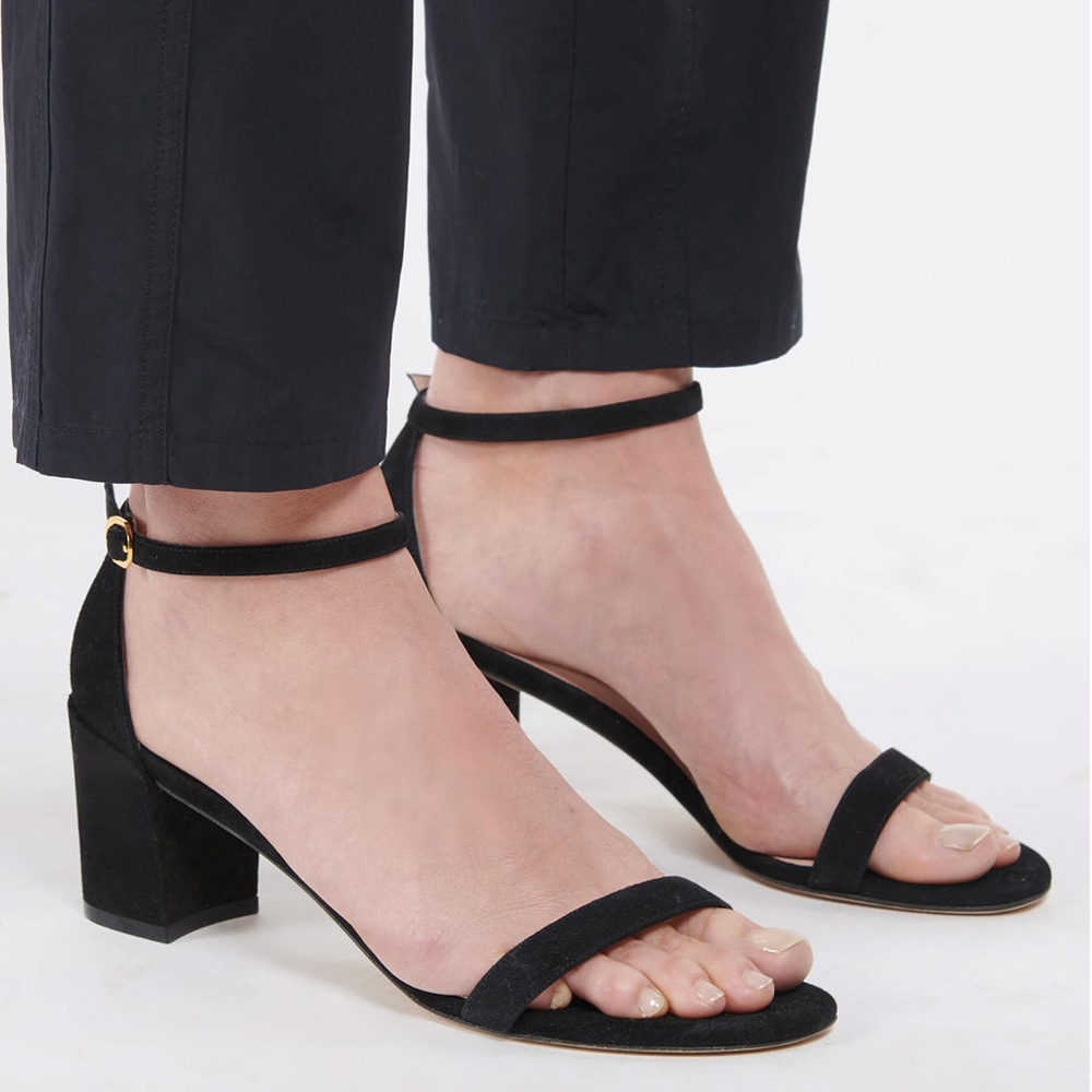 STUART WEITZMAN 女士黑色中跟凉鞋 S2301-BLK商品第2张图片规格展示
