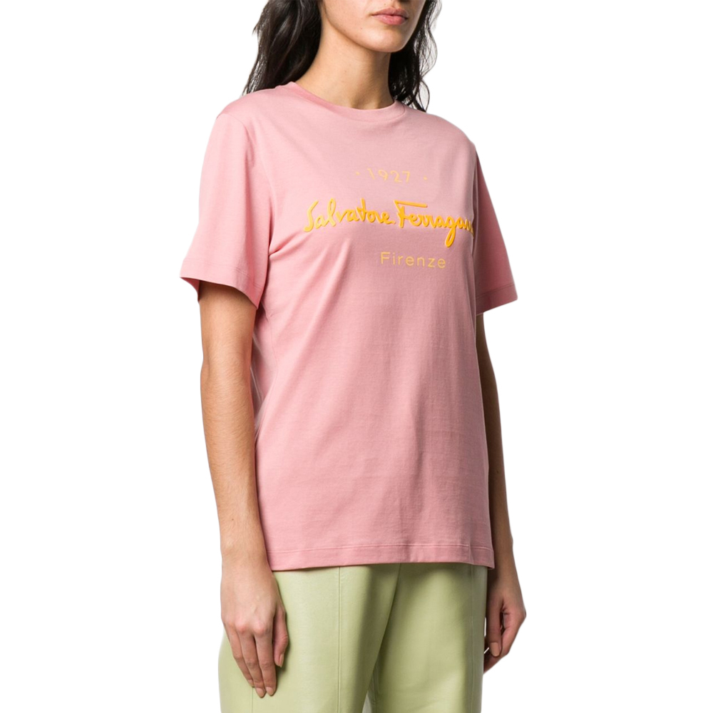 SALVATORE FERRAGAMO 女士粉色标志短袖T恤 11-C466-727087商品第2张图片规格展示