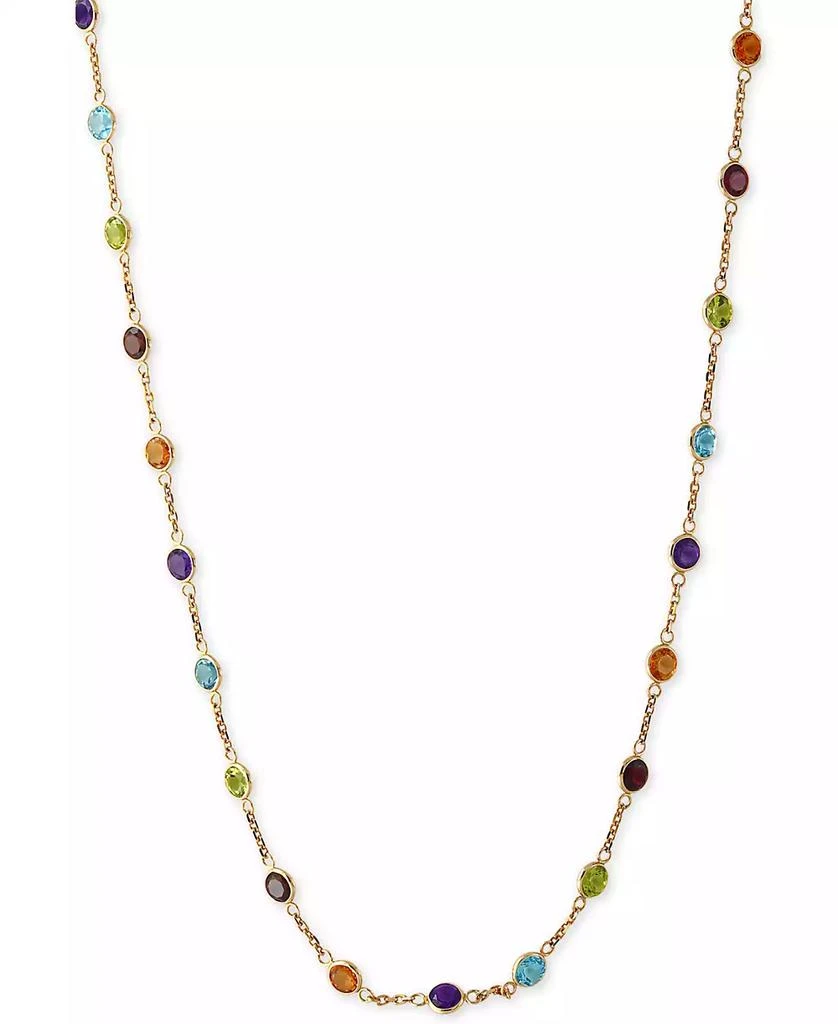 商品Effy|EFFY® Mosaic Collection Multi-Gemstone Link Collar Necklace (9 ct. t.w.) in 14k Gold. (Also available in 14k Rose Gold),价格¥8113,第1张图片