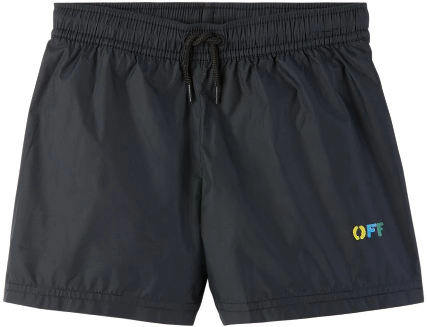 商品Off-White|Kids Black Diag Rainbow Swim Shorts,价格¥951,第1张图片