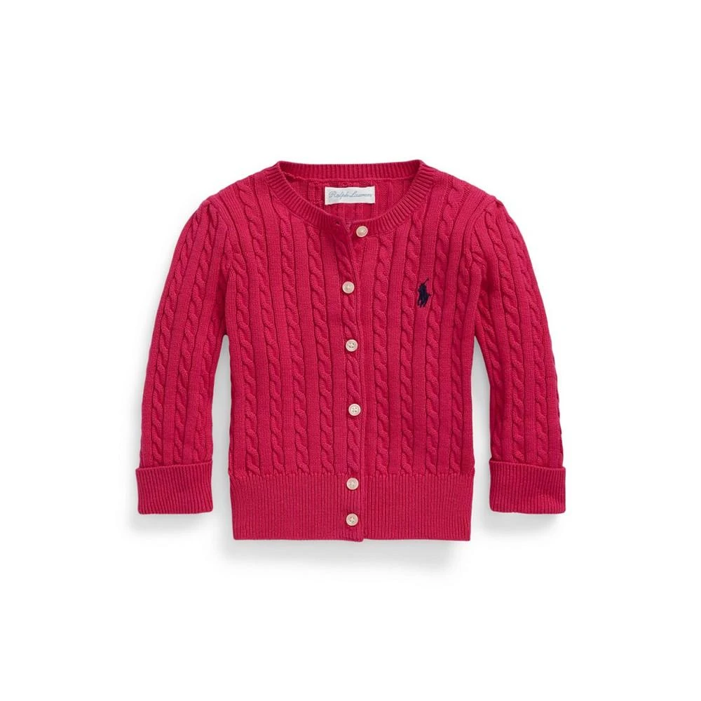 商品Ralph Lauren|Baby Girls Mini Cable Cotton Long Sleeve Cardigan,价格¥187,第1张图片