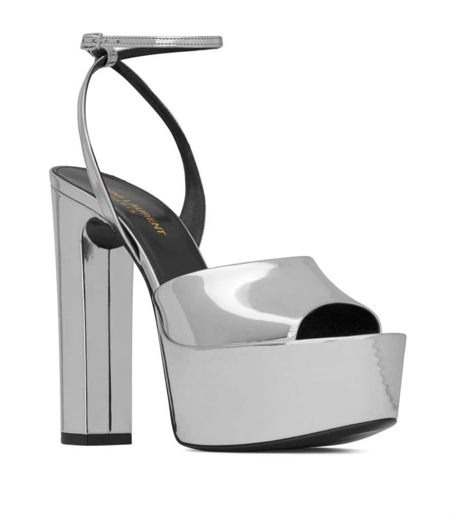 商品Yves Saint Laurent|Metallic Leather Jodie Platform Sandals 135,价格¥9580,第2张图片详细描述