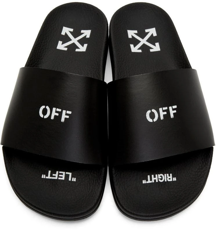 商品Off-White|SSENSE Exclusive Black Logo Pool 拖鞋,价格¥677,第5张图片详细描述