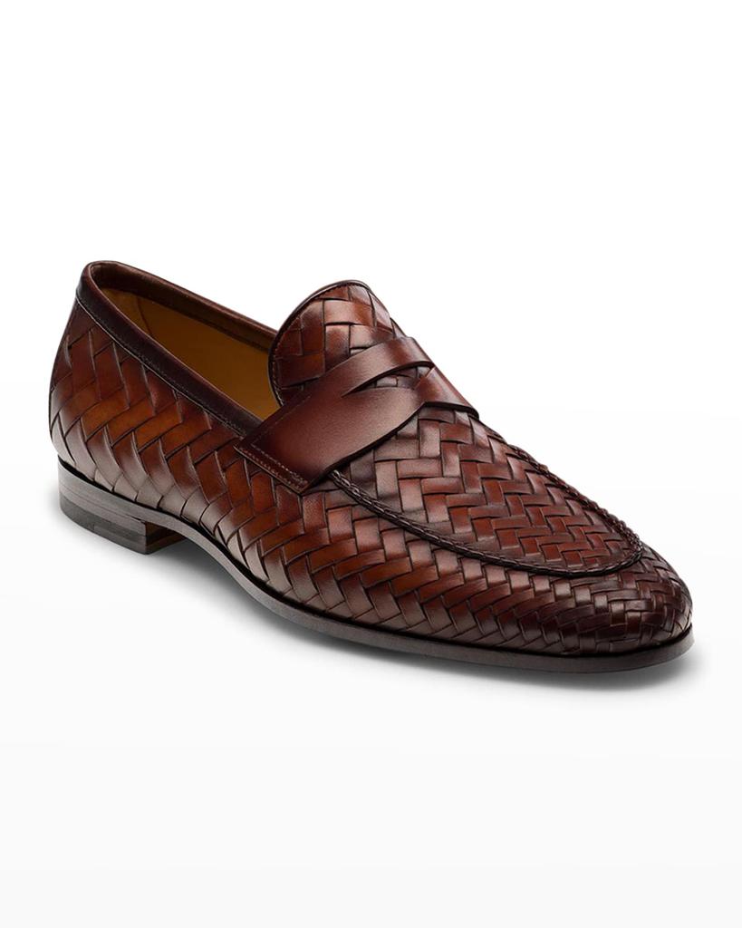 Men's Herman Woven Leather Penny Loafers商品第2张图片规格展示