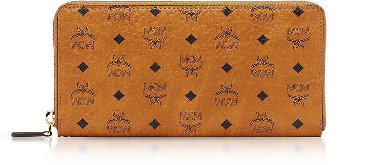 商品MCM|MCM Cognac Visetos Original Large Zip Around Wallet,价格¥3272,第1张图片