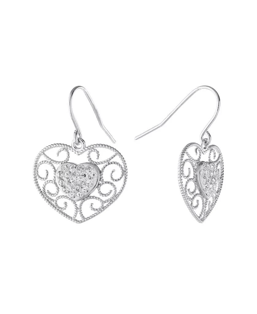 商品Giani Bernini|Gray and Pink Crystal (0.35 ct.t.w) Filigree Heart Drop Earrings in Sterling Silver,价格¥211,第1张图片