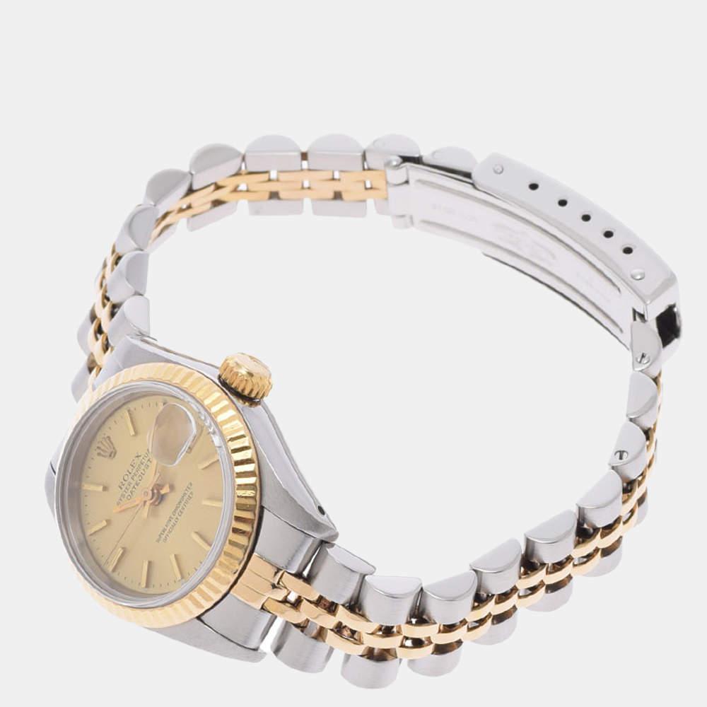 Rolex Champagne 18K Yellow Gold And Stainless Steel Datejust 69173 Women's Wristwatch 26 mm商品第3张图片规格展示