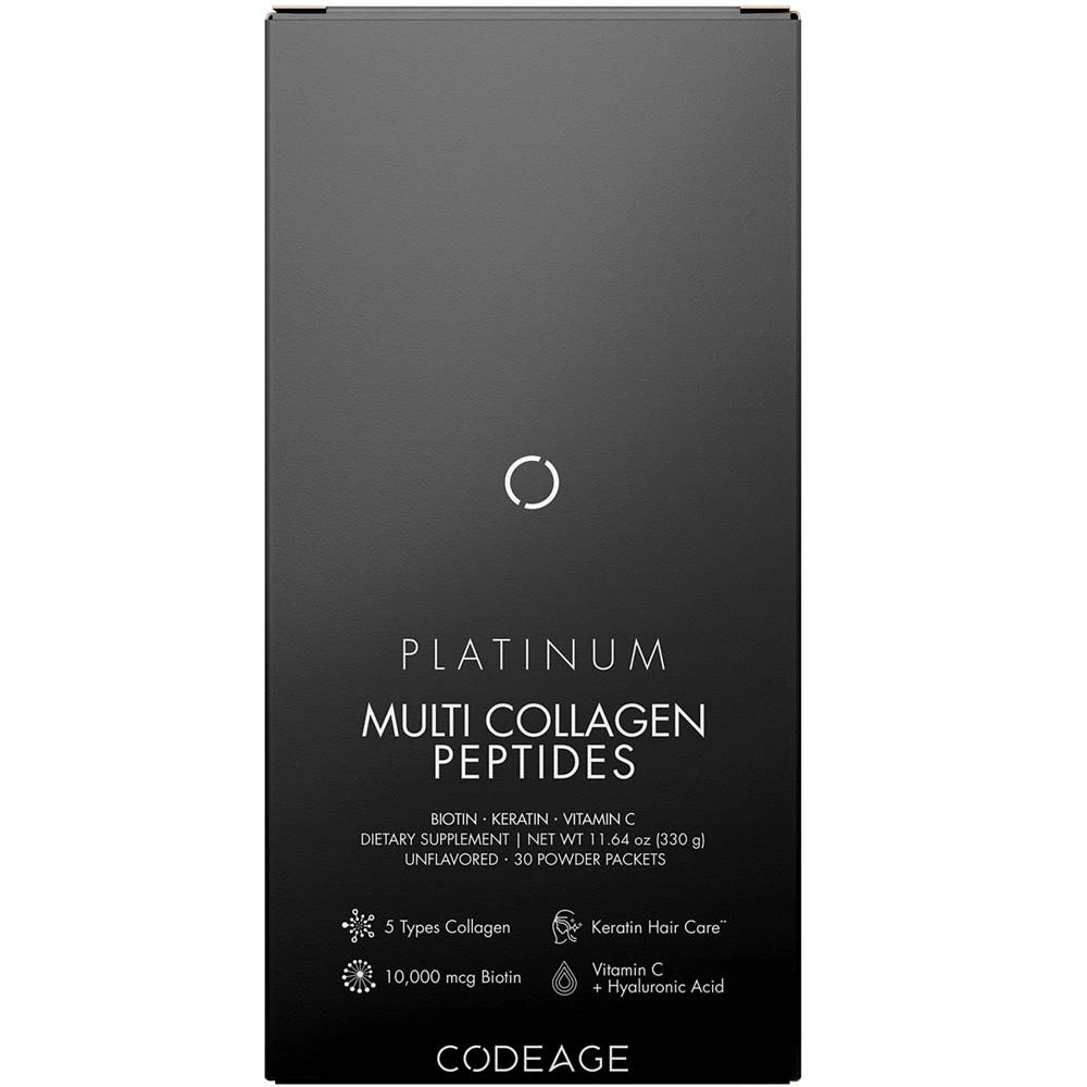 商品Codeage|Multi Collagen and Biotin 10,000 mcg + Vitamin C Powder Supplement, B6 & D3 - Platinum - 30 Stick Packs,价格¥448,第2张图片详细描述