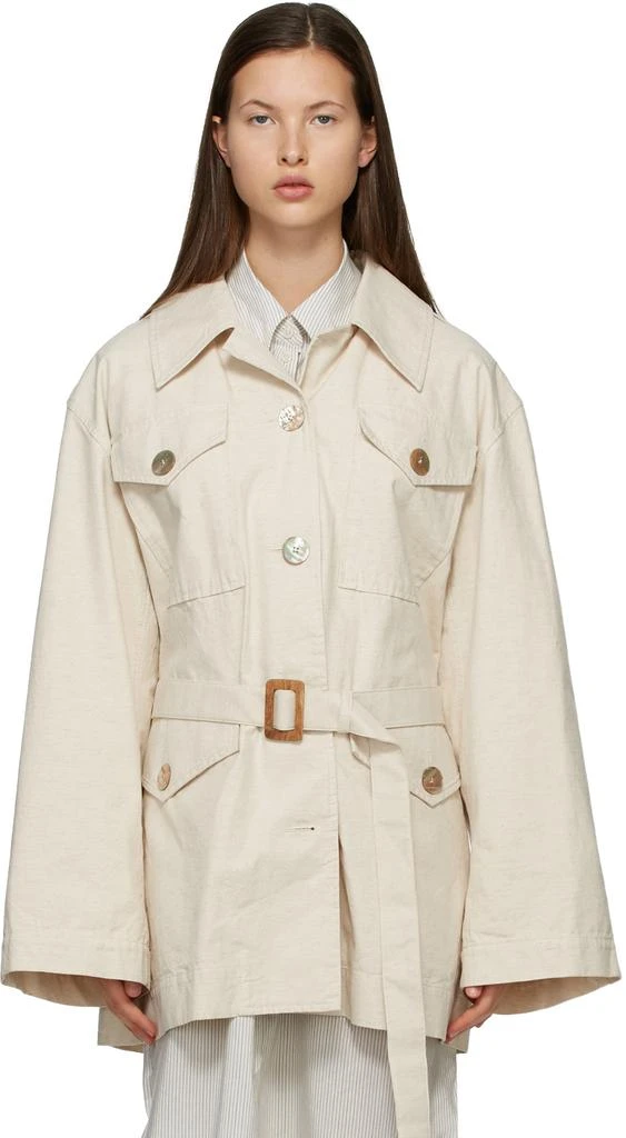 商品Acne Studios|Off-White Cotton Belted Jacket,价格¥2230,第1张图片