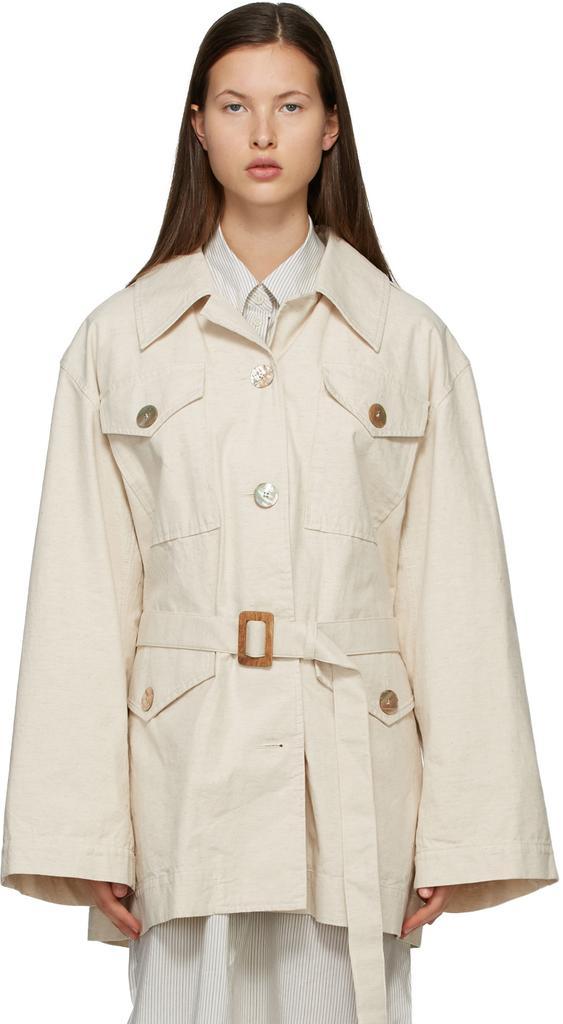 商品Acne Studios|Off-White Cotton Belted Jacket,价格¥2568,第1张图片