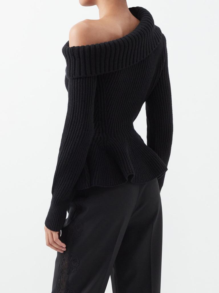 Off-the-shoulder rib-knit cashmere-blend sweater商品第5张图片规格展示