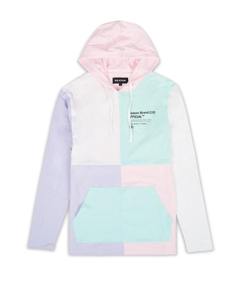 商品Reason Clothing|Color Block Long Sleeve Light Pastel Hoodie,价格¥74,第5张图片详细描述