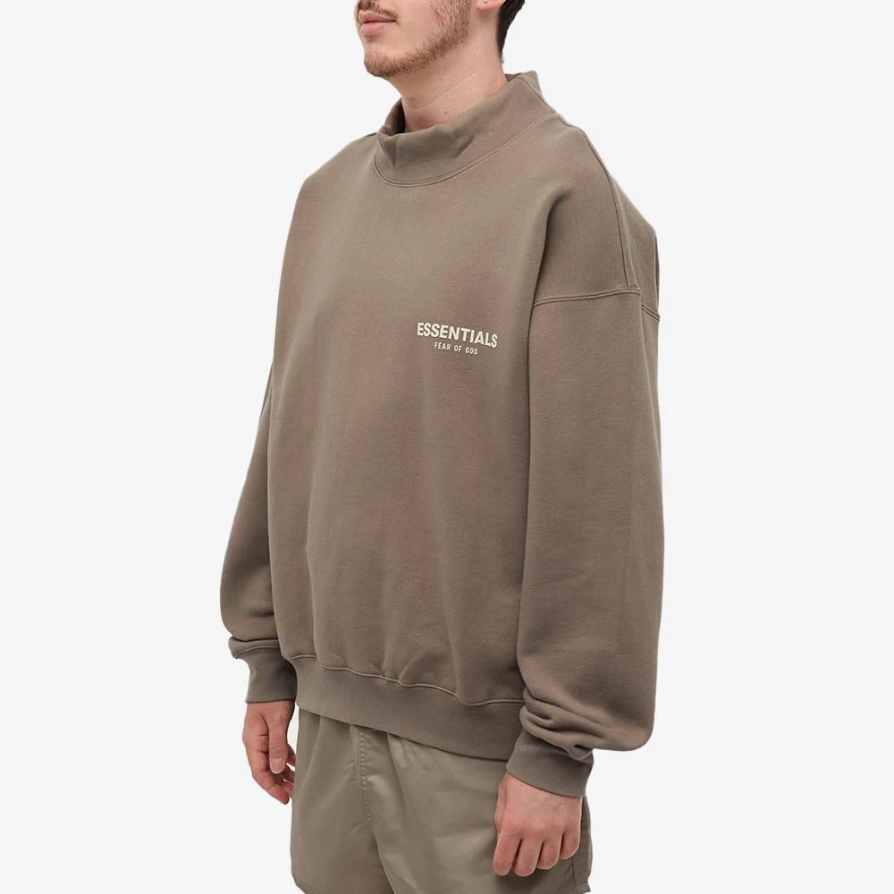 商品Essentials|Fear of God ESSENTIALS Logo Mock Neck Sweat - Desert Taupe,价格¥516,第2张图片详细描述