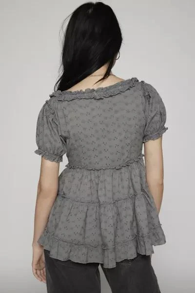 商品Kimchi Blue|Kimchi Blue Angela Eyelet Babydoll Tunic Top,价格¥446,第4张图片详细描述