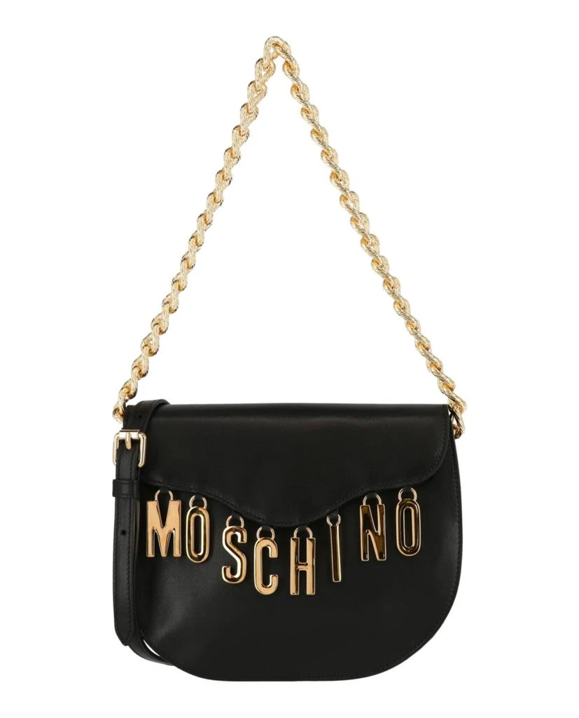 商品Moschino|Logo Charm Leather Shoulder Bag,价格¥4858,第1张图片