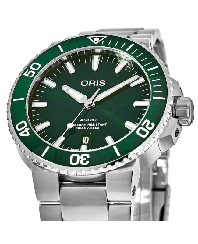 商品Oris|Oris Aquis Date Green Dial Stainless Steel Men's Watch 01 733 7730 4157-07 8 24 05PEB,价格¥11462,第2张图片详细描述