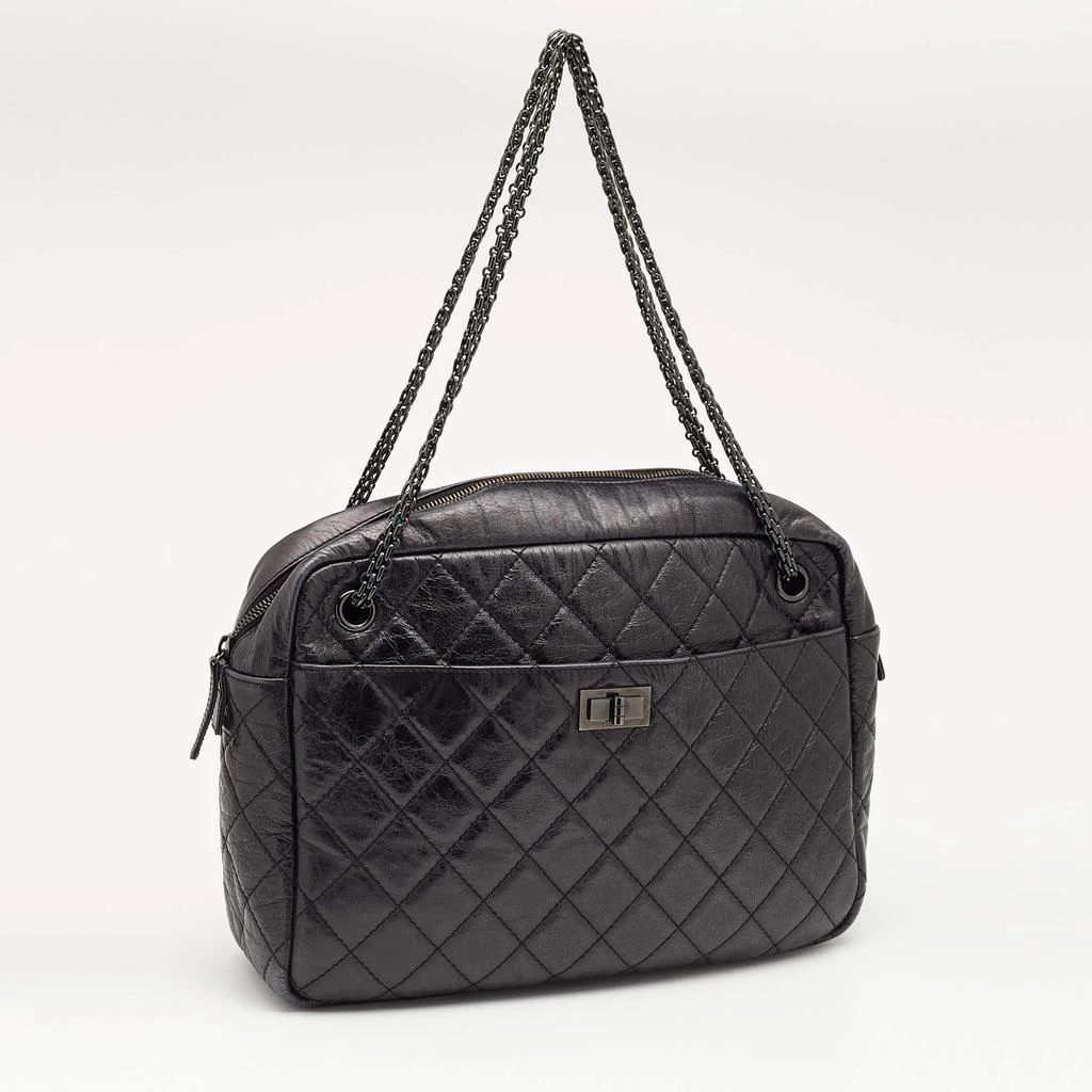 商品[二手商品] Chanel|Chanel Metallic Black Quilted Aged Leather Large Reissue Camera Bag,价格¥10440,第3张图片详细描述