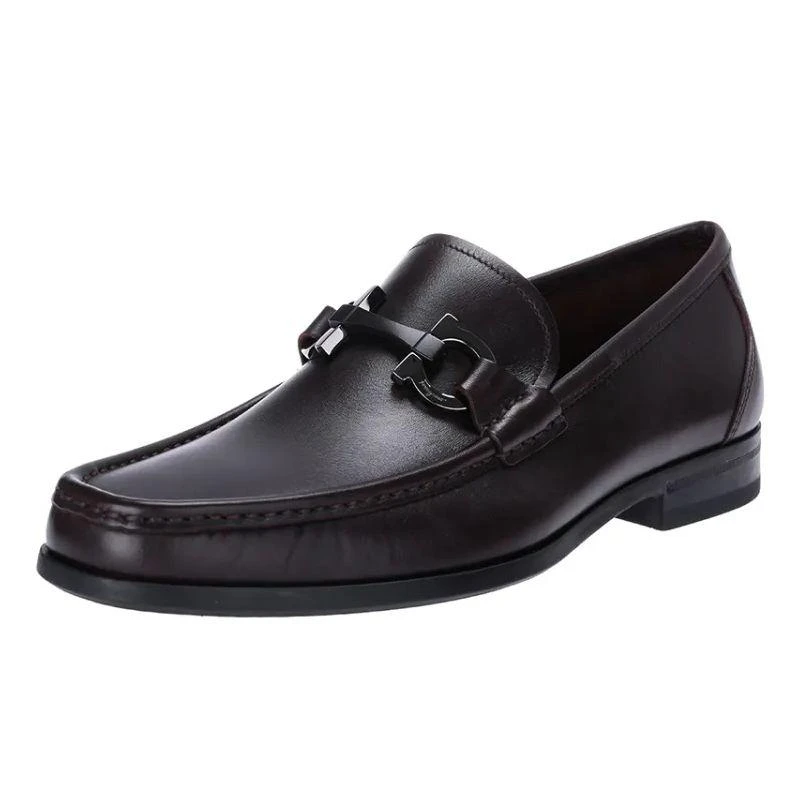 商品Salvatore Ferragamo|SALVATORE FERRAGAMO 男士褐色牛皮桃胶皮鞋 0662359,价格¥5610,第1张图片