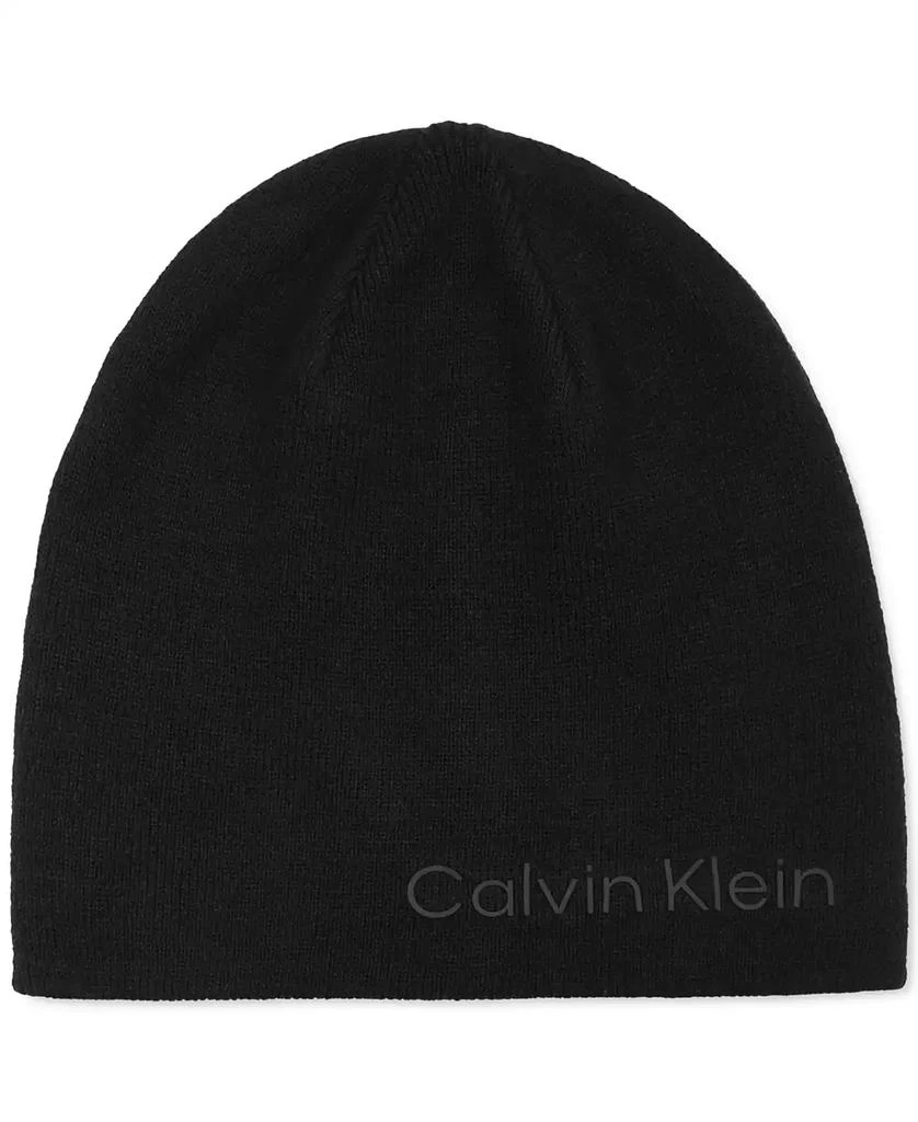 商品Calvin Klein|Men's Tweed Logo 2-In-1 Reversible Beanie,价格¥210,第1张图片