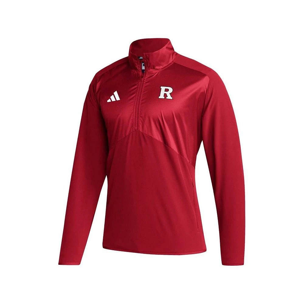 商品Adidas|Men's Scarlet Rutgers Scarlet Knights Sideline AEROREADY Raglan Sleeve Quarter-Zip Jacket,价格¥622,第3张图片详细描述