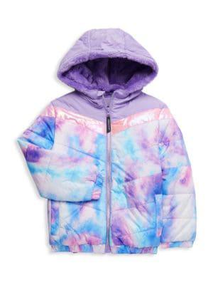 Girl’s Faux Fur Hood Puffer Jacket商品第3张图片规格展示